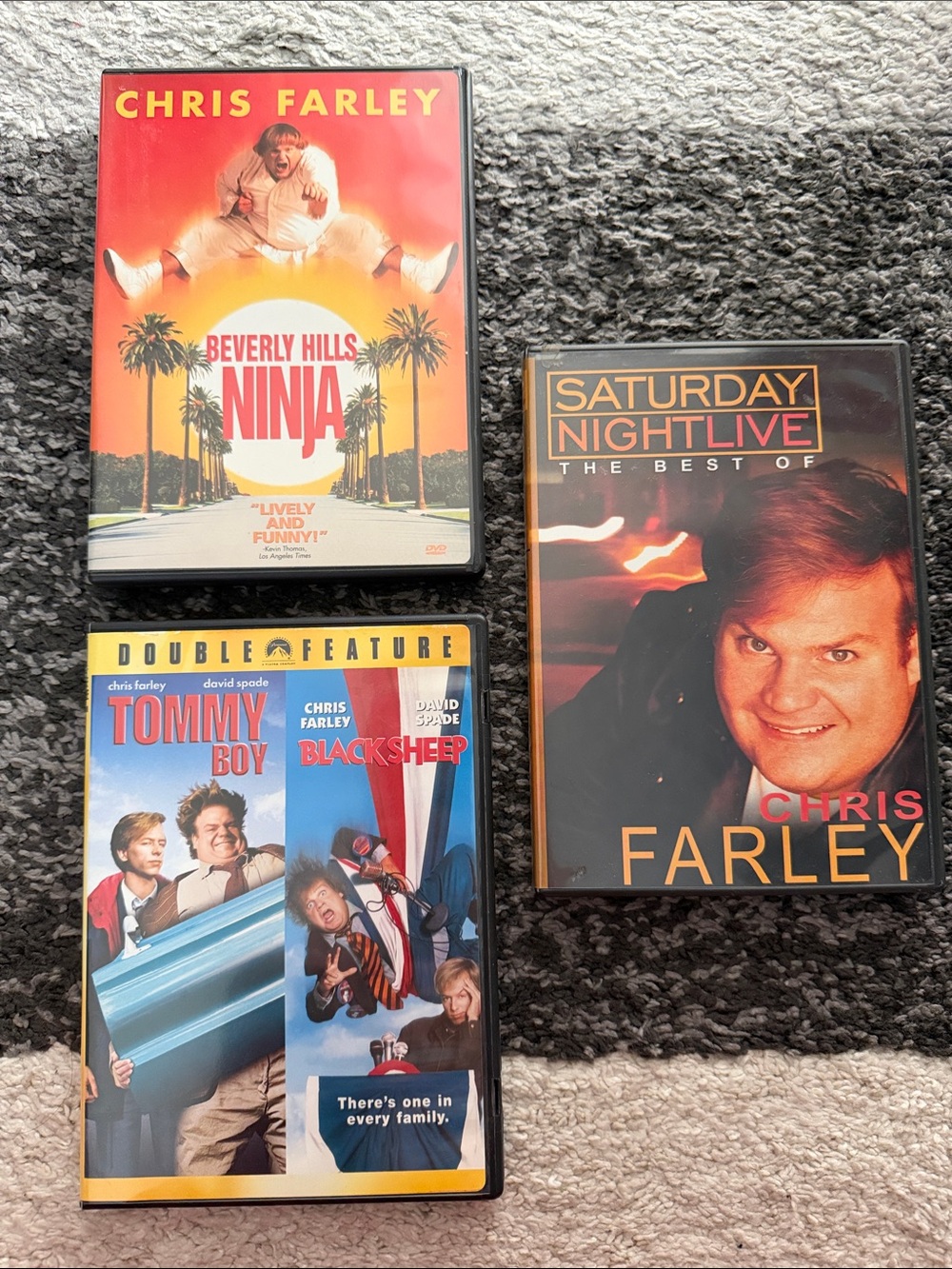 Chris Farley DVDs: Beverly Hills Ninja, Tommy Boy/Black Sheep, SNL Best Of, EUC!